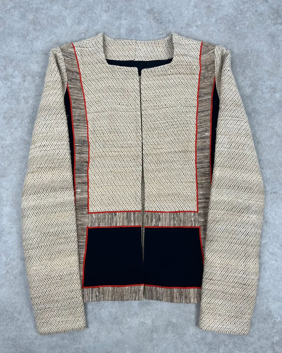 SS2009 Balenciaga Beige Wool Contrast Pocket Light Blazer Jacket