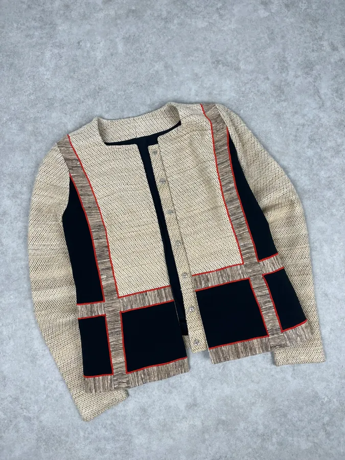 SS2009 Balenciaga Beige Wool Contrast Pocket Light Blazer Jacket - Image 4