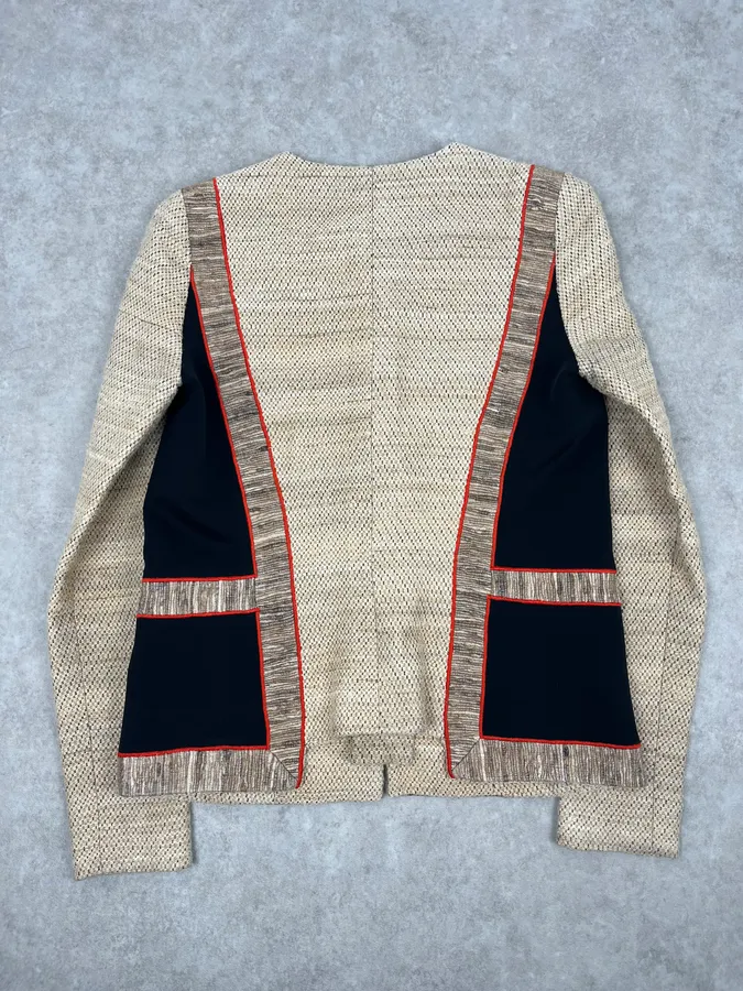 SS2009 Balenciaga Beige Wool Contrast Pocket Light Blazer Jacket - Image 6