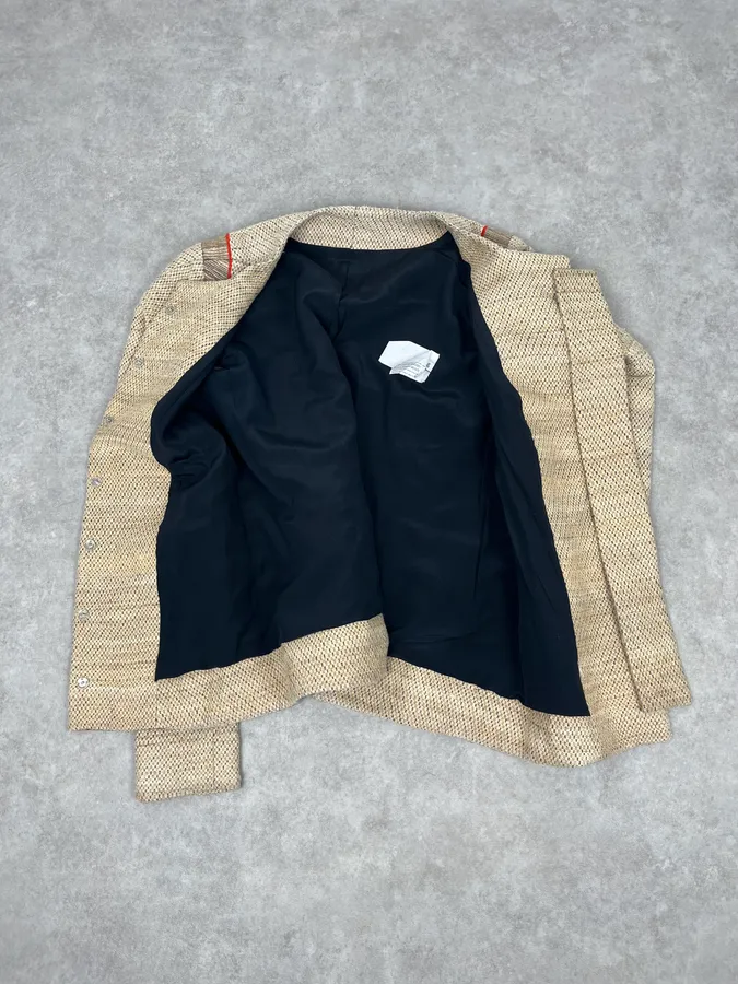 SS2009 Balenciaga Beige Wool Contrast Pocket Light Blazer Jacket - Image 8