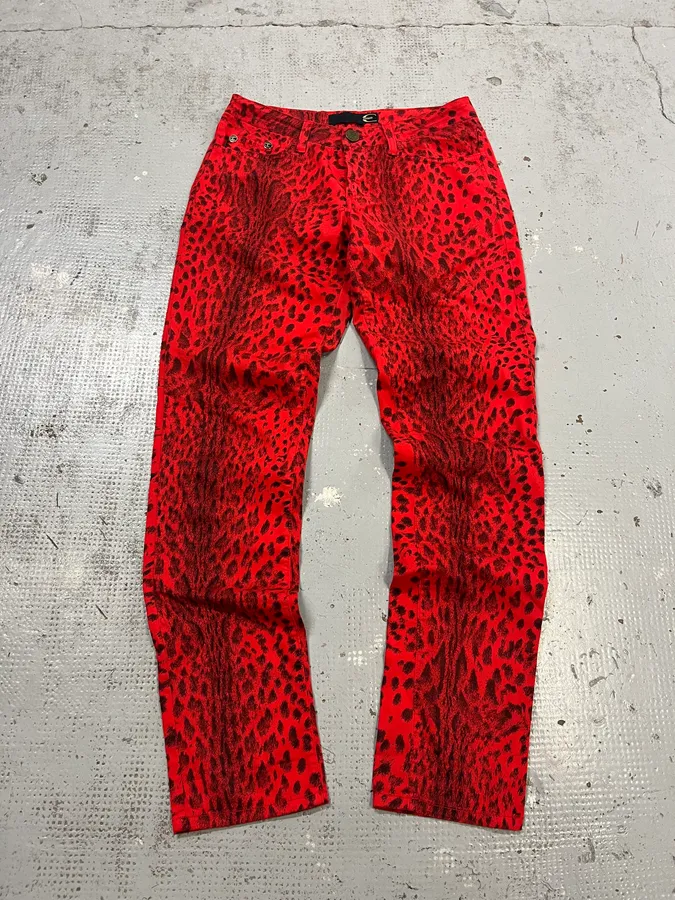 SS2009 Cavalli Red & Black Leopard Pants