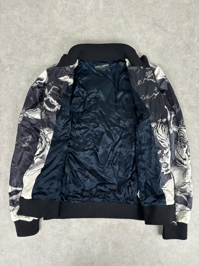 SS2009 Dolce & Gabbana Asian Tiger Black & White Zip-Up Jacket - Image 9