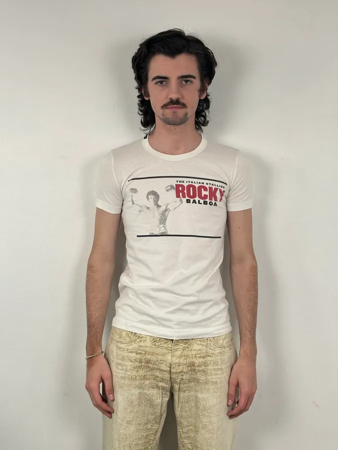SS2009 Dolce & Gabbana Cream Cotton Rocky Balboa T-Shirt - Image 2