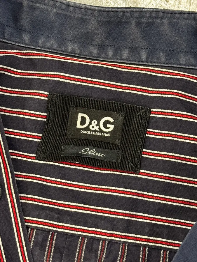 SS2009 Dolce & Gabbana Navy Half Breasted Striped Henley Shirt - Image 11