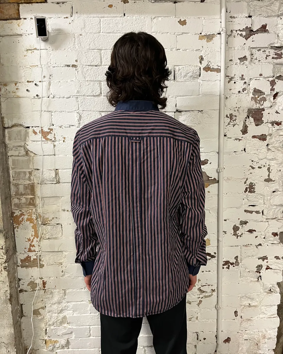 SS2009 Dolce & Gabbana Navy Half Breasted Striped Henley Shirt - Image 2