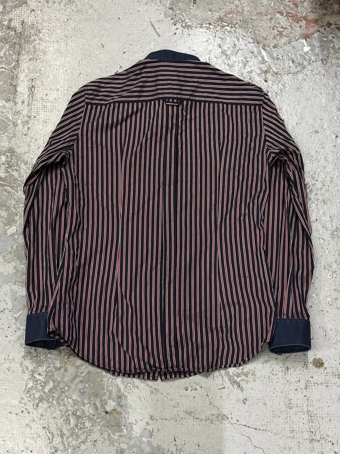 SS2009 Dolce & Gabbana Navy Half Breasted Striped Henley Shirt - Image 4