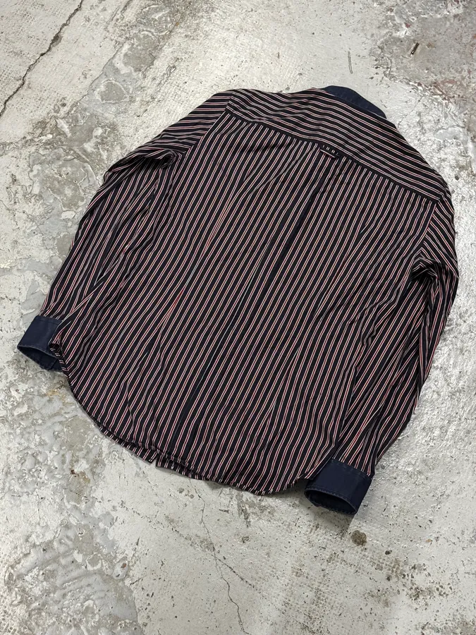 SS2009 Dolce & Gabbana Navy Half Breasted Striped Henley Shirt - Image 6