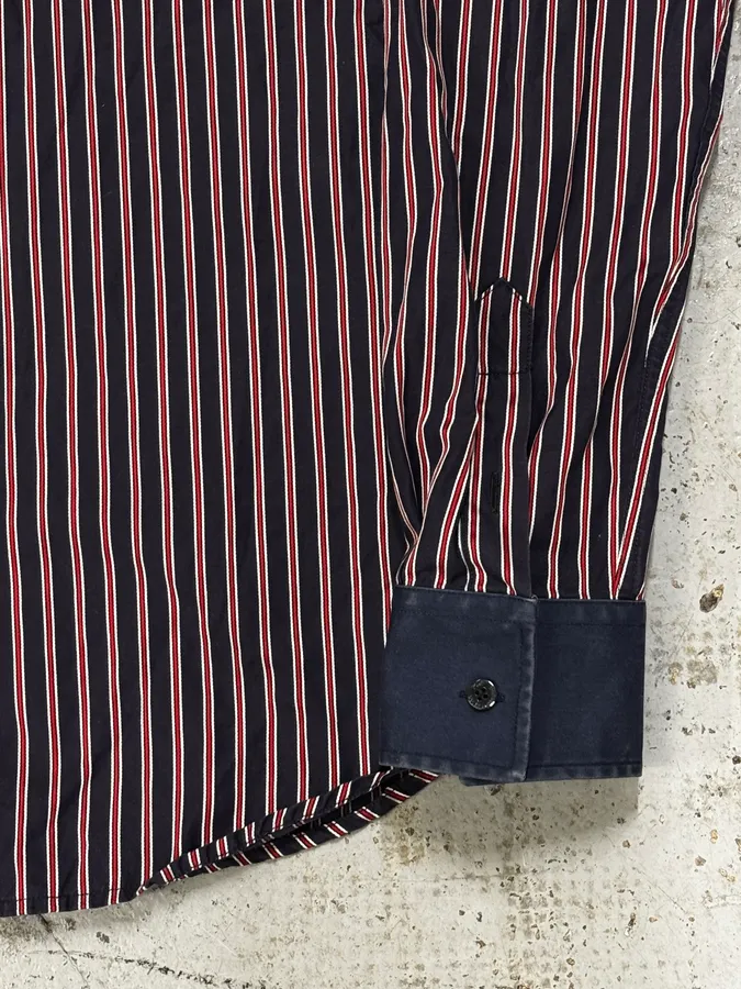 SS2009 Dolce & Gabbana Navy Half Breasted Striped Henley Shirt - Image 9