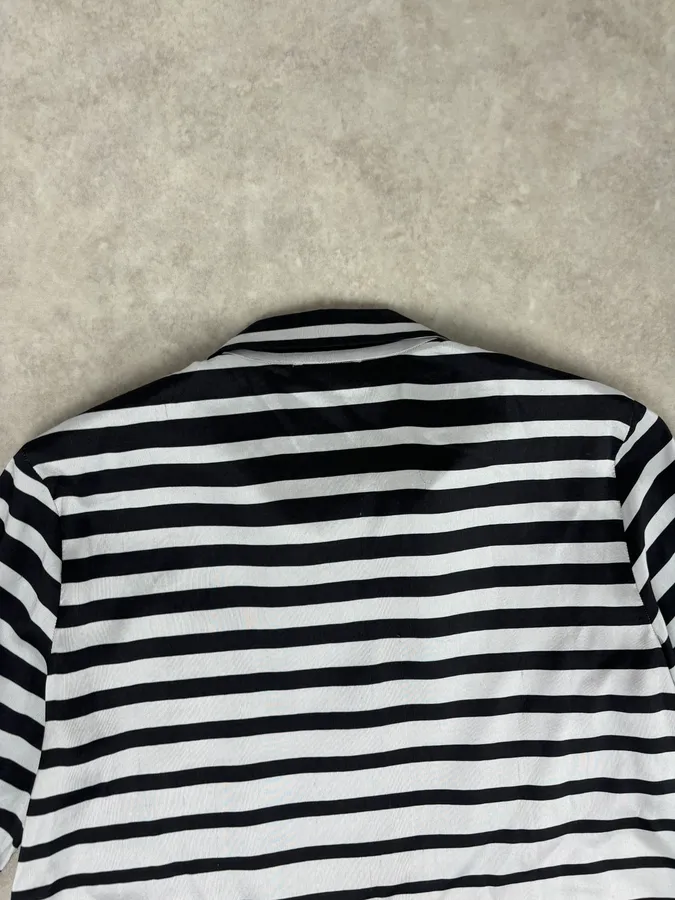 SS2009 Dries van Noten Grey Black Silk Striped Blouse Shirt - Image 7
