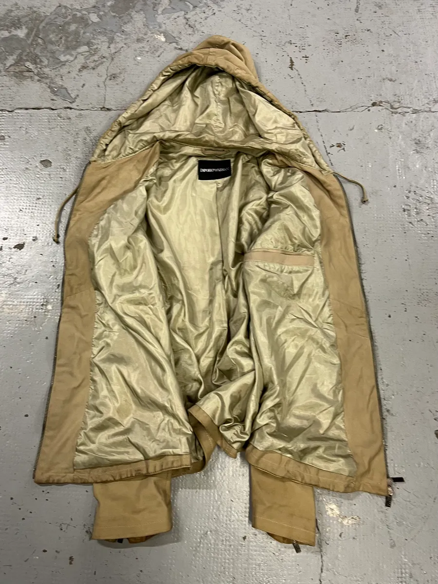 SS2009 Emporio Armani Beige Lamb Leather Hooded Jacket - Image 8