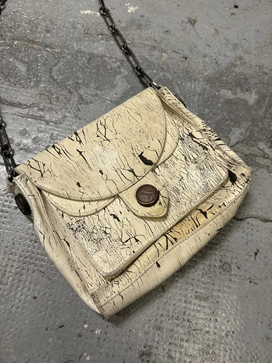 SS2009 Galliano Creamy Artisanal Eroded Effect Metallic Shoulder Bag - Image 6