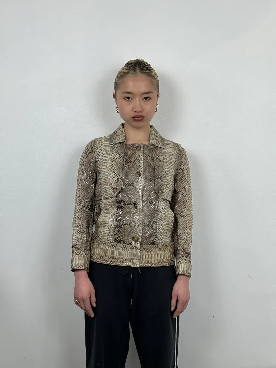 SS2009 Gucci Beige Python Leather Jacket by Frida Giannini - Image 3
