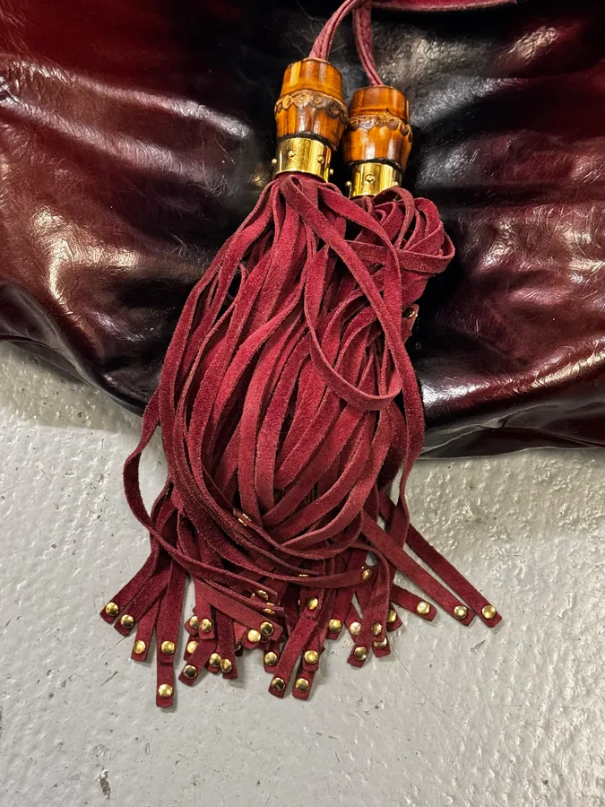 SS2009 Gucci Indy Bordeaux Red Patent Leather Bamboo Handle Bag - Image 13