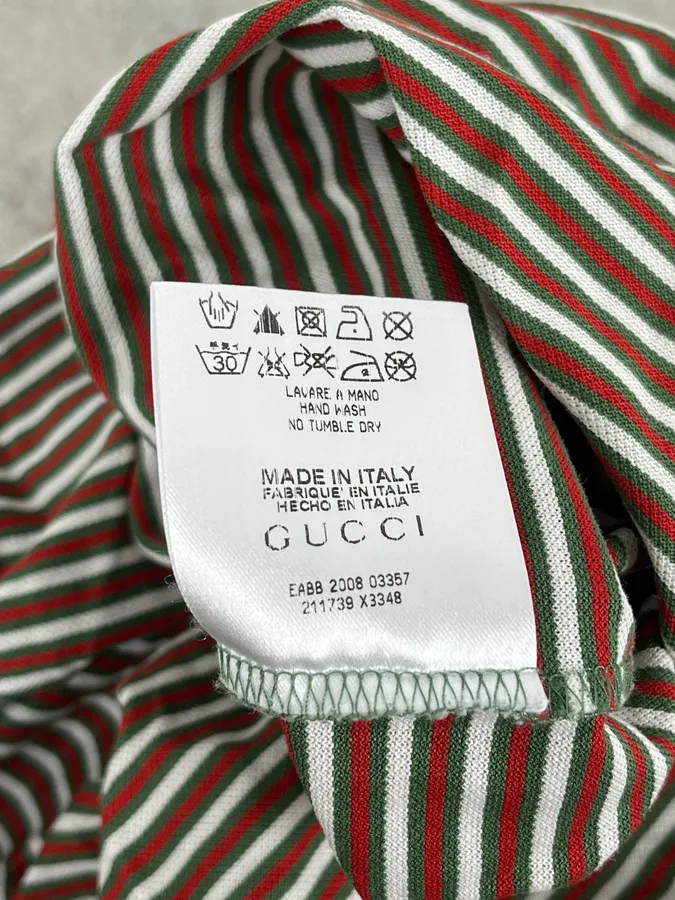 SS2009 Gucci Green & Red Striped Polo - Image 10
