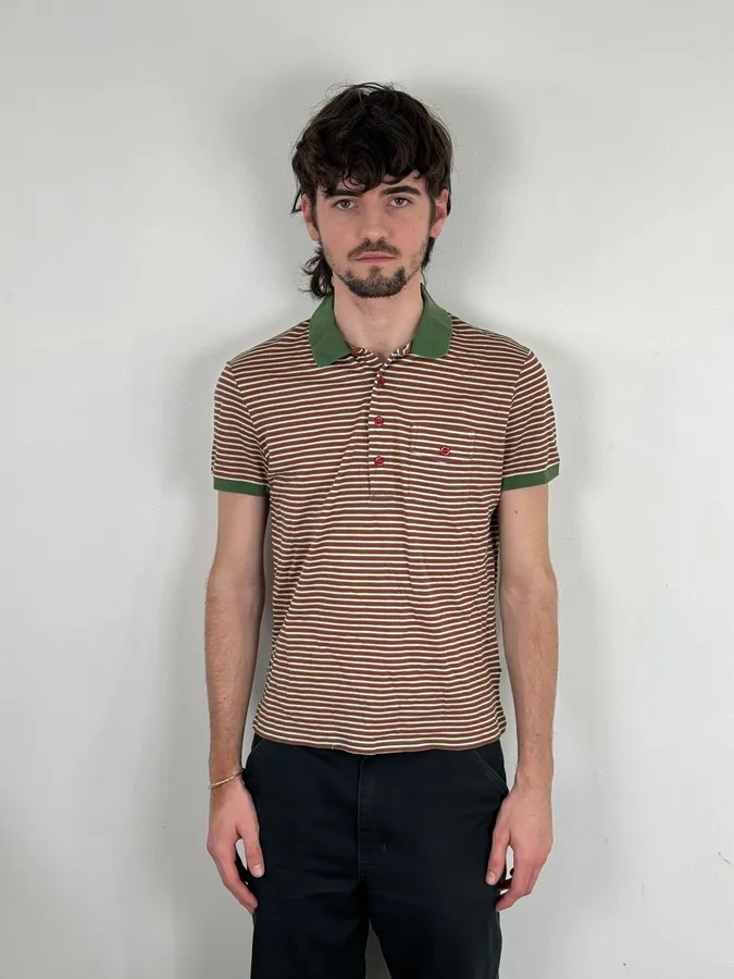SS2009 Gucci Green & Red Striped Polo - Image 2