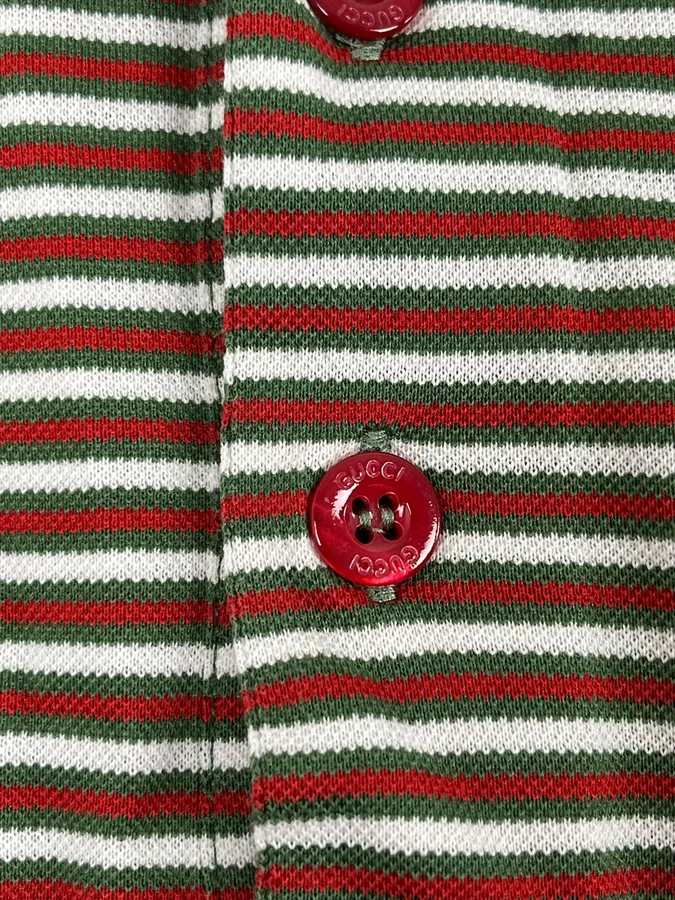 SS2009 Gucci Green & Red Striped Polo - Image 8