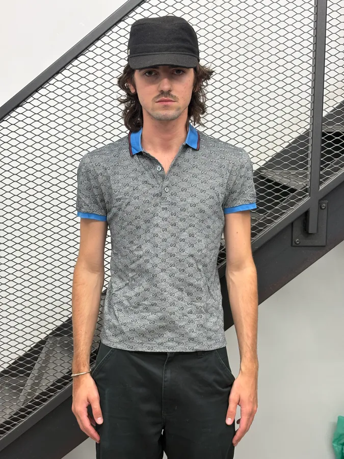 SS2009 Gucci Grey Monogram Contrast Collar Polo by Frida Giannini - Image 2