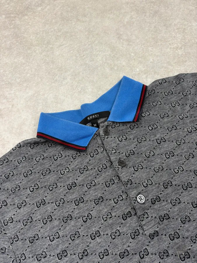 SS2009 Gucci Grey Monogram Contrast Collar Polo by Frida Giannini - Image 5