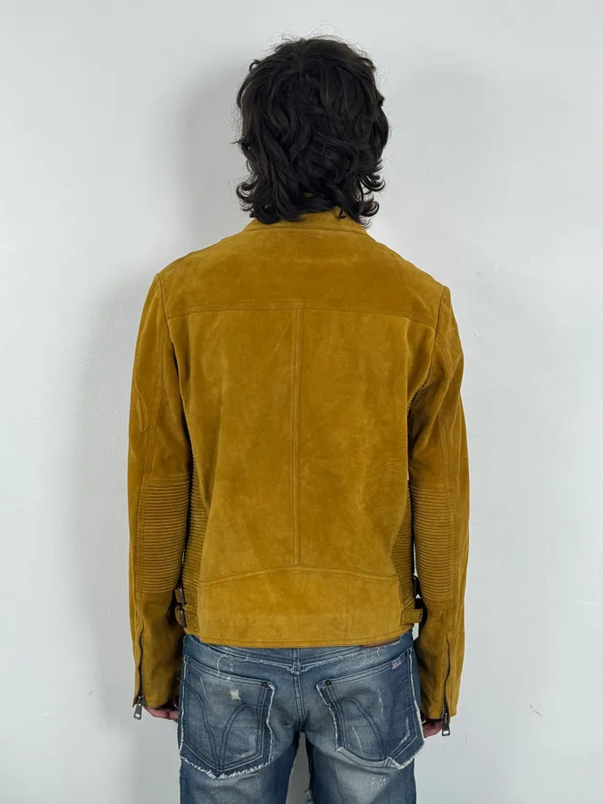 SS2009 Gucci Mustard Yellow Suede Leather Perfecto Jacket - Image 3