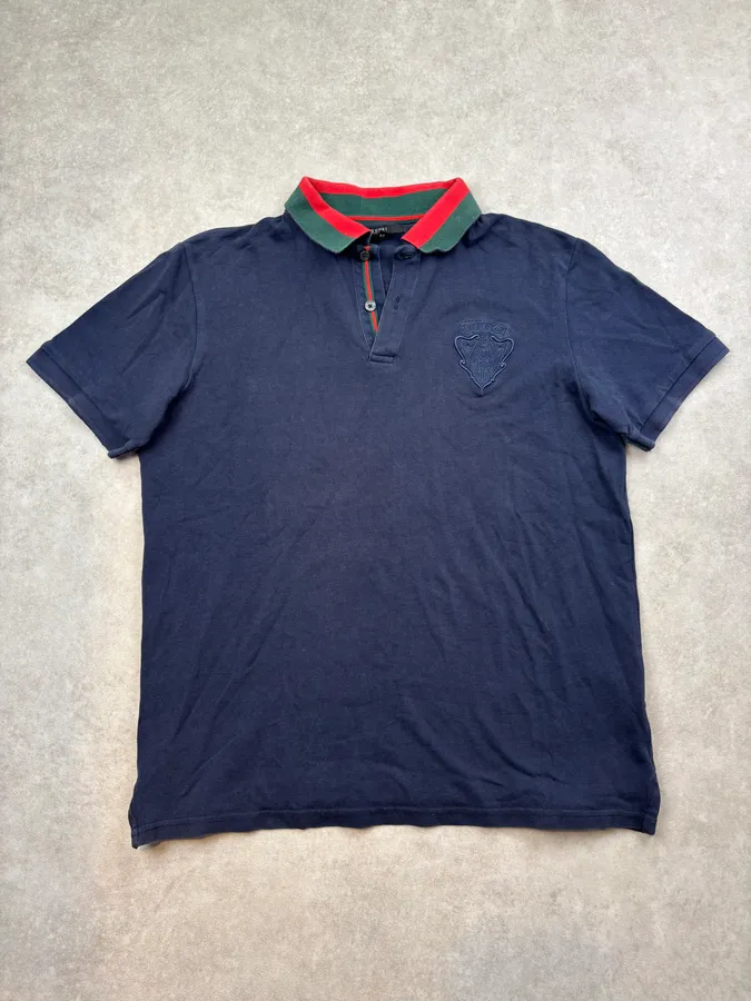 SS2009 Gucci Navy Embroidered Crest Polo by Frida Giannini