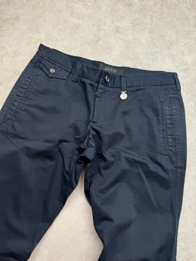 SS2009 Gucci Navy Silver Medal Chinos Pants by Frida Giannini - Image 7
