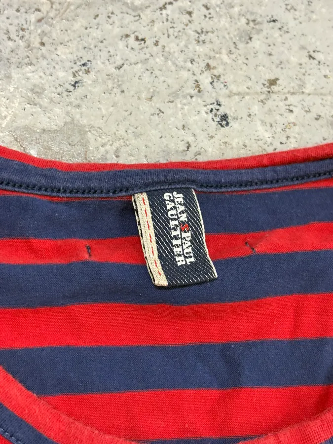 SS2009 Jean Paul Gaultier Red & Navy Striped Double Keys T-Shirt - Image 10