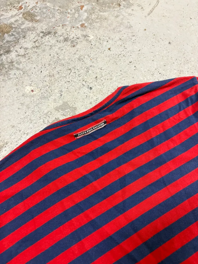 SS2009 Jean Paul Gaultier Red & Navy Striped Double Keys T-Shirt - Image 7