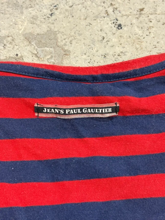 SS2009 Jean Paul Gaultier Red & Navy Striped Double Keys T-Shirt - Image 9