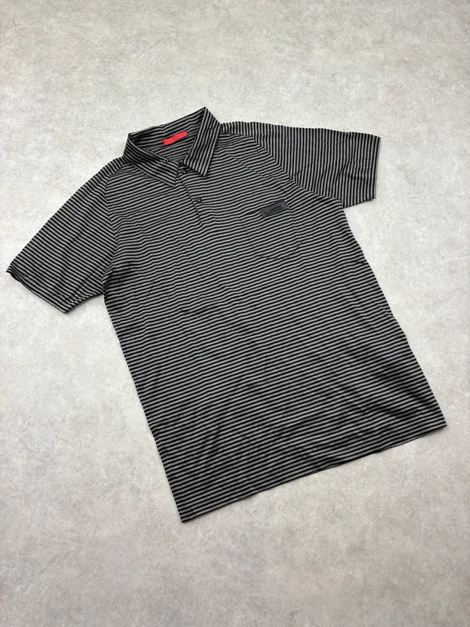 SS2009 Prada Black Black & Grey Striped Polo - Image 4