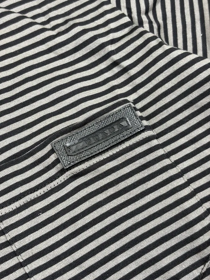 SS2009 Prada Black Black & Grey Striped Polo - Image 7