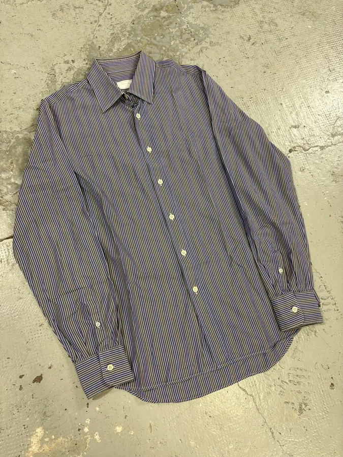 SS2009 Prada Blue & Brown Striped Classy Shirt - Image 2