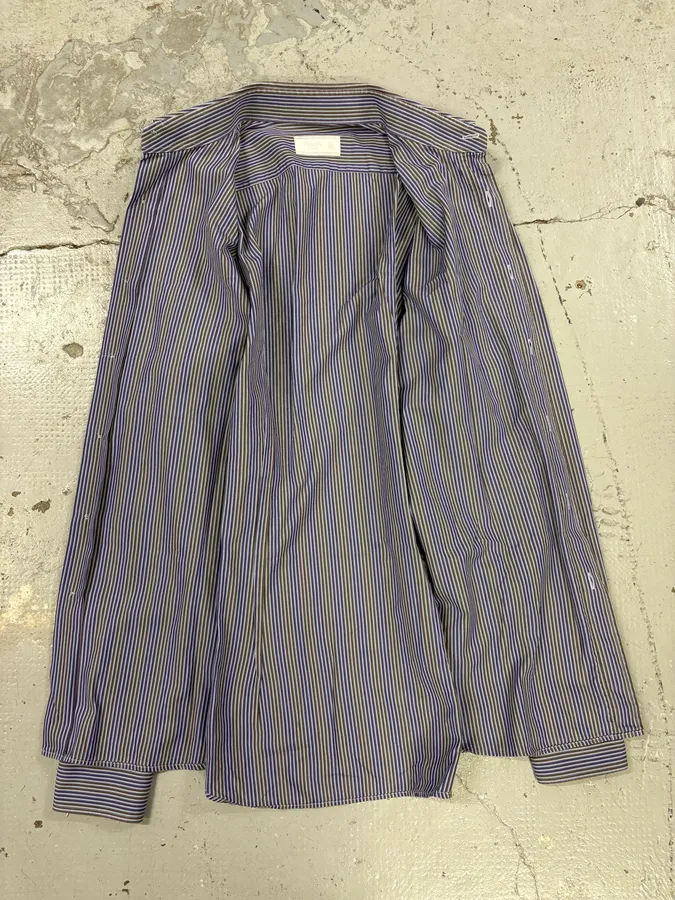 SS2009 Prada Blue & Brown Striped Classy Shirt - Image 5