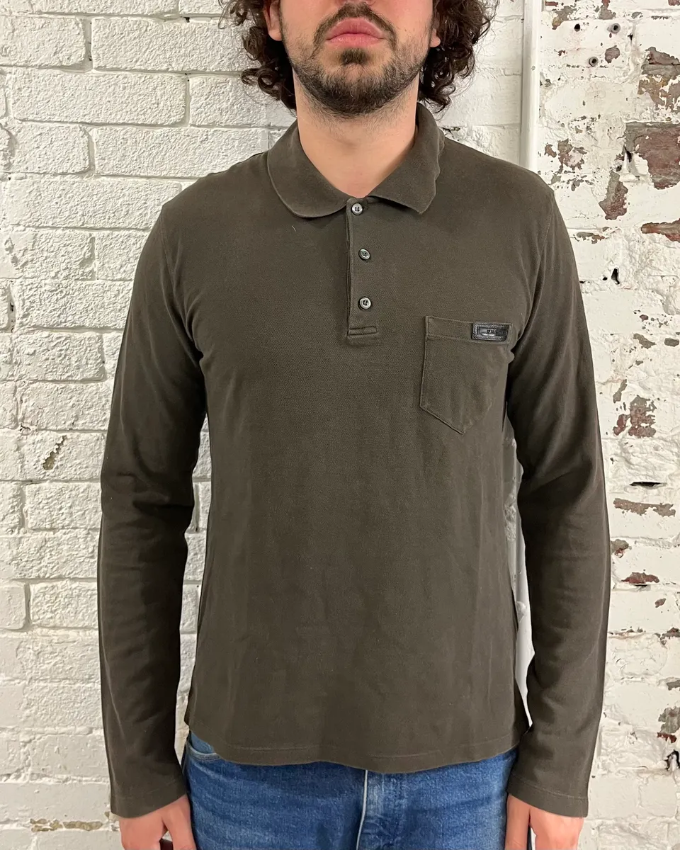 SS2009 Prada Dark Green Classy Longsleeve Polo - Image 2