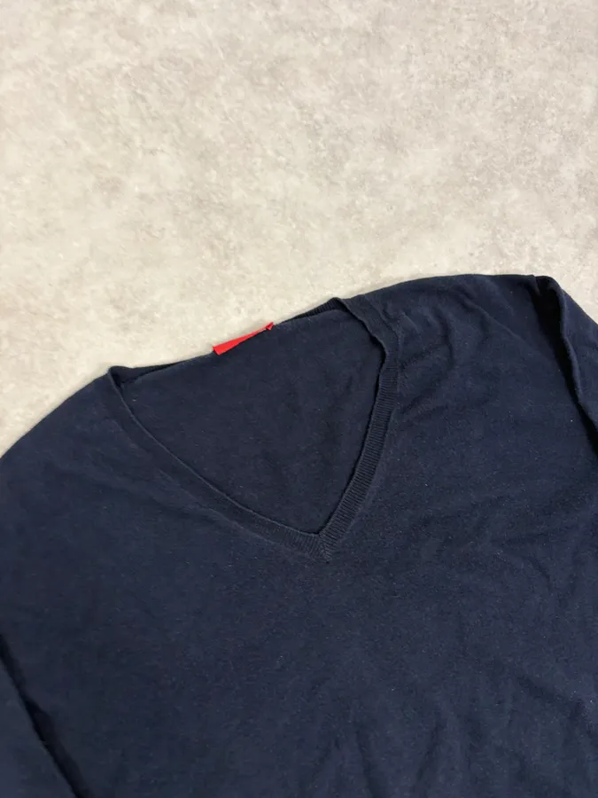 SS2009 Prada Navy Minimalist V-Neck Sweater - Image 5