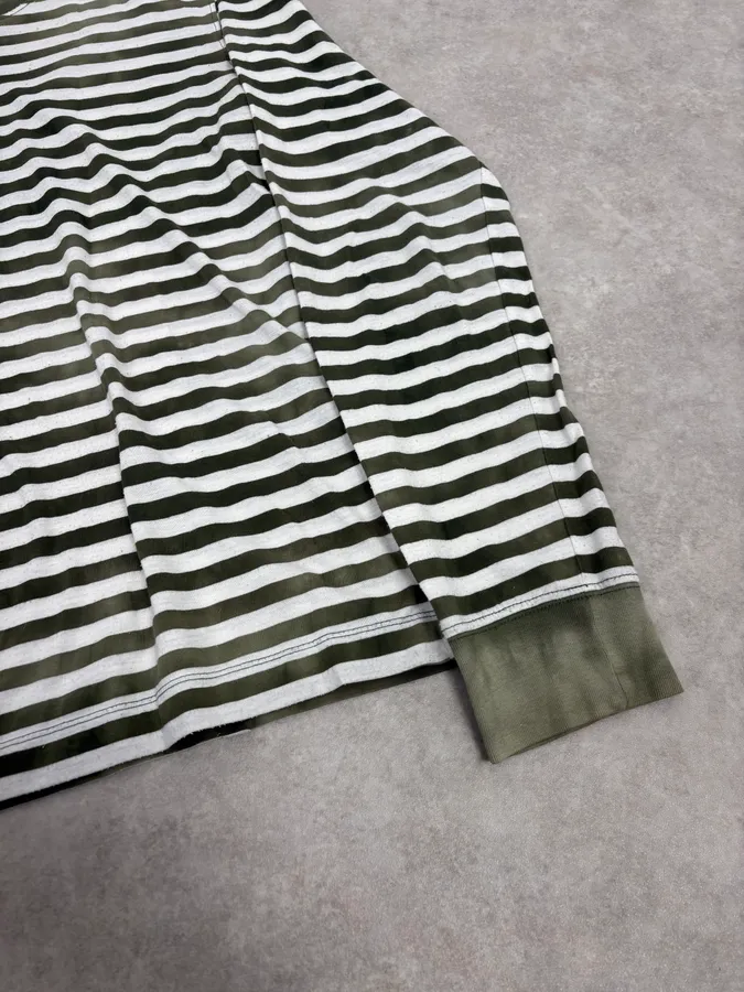 SS2010 Acne Studios Olive & White Striped Longsleeves - Image 6
