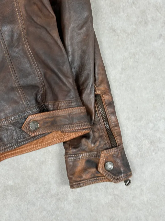 SS2010 Dolce & Gabbana Cognac Leather Gradient Moto Jacket - Image 11