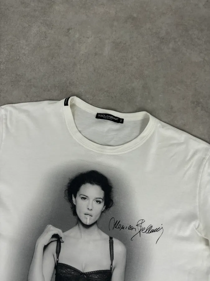 SS2010 Dolce & Gabbana White Monica Belluci Portrait T-Shirt - Image 4