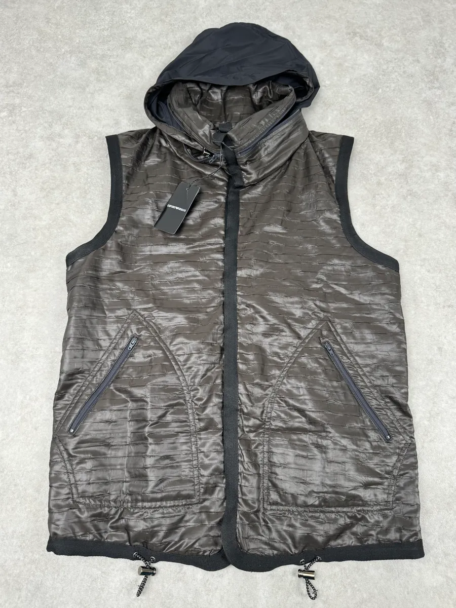 SS2010 Emporio Armani Brown Satin Crocodile Effect Avant-Garde Vest - Image 4
