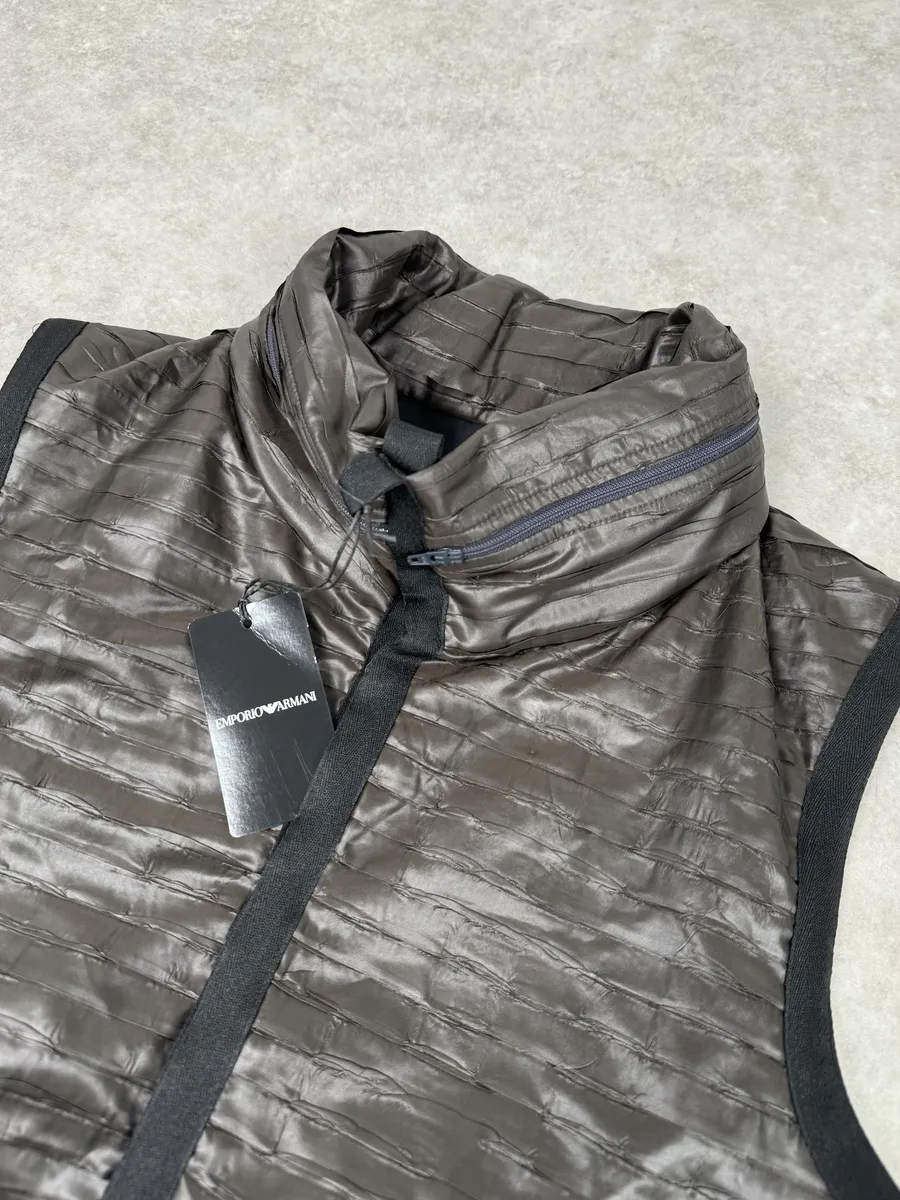 SS2010 Emporio Armani Brown Satin Crocodile Effect Avant-Garde Vest - Image 5