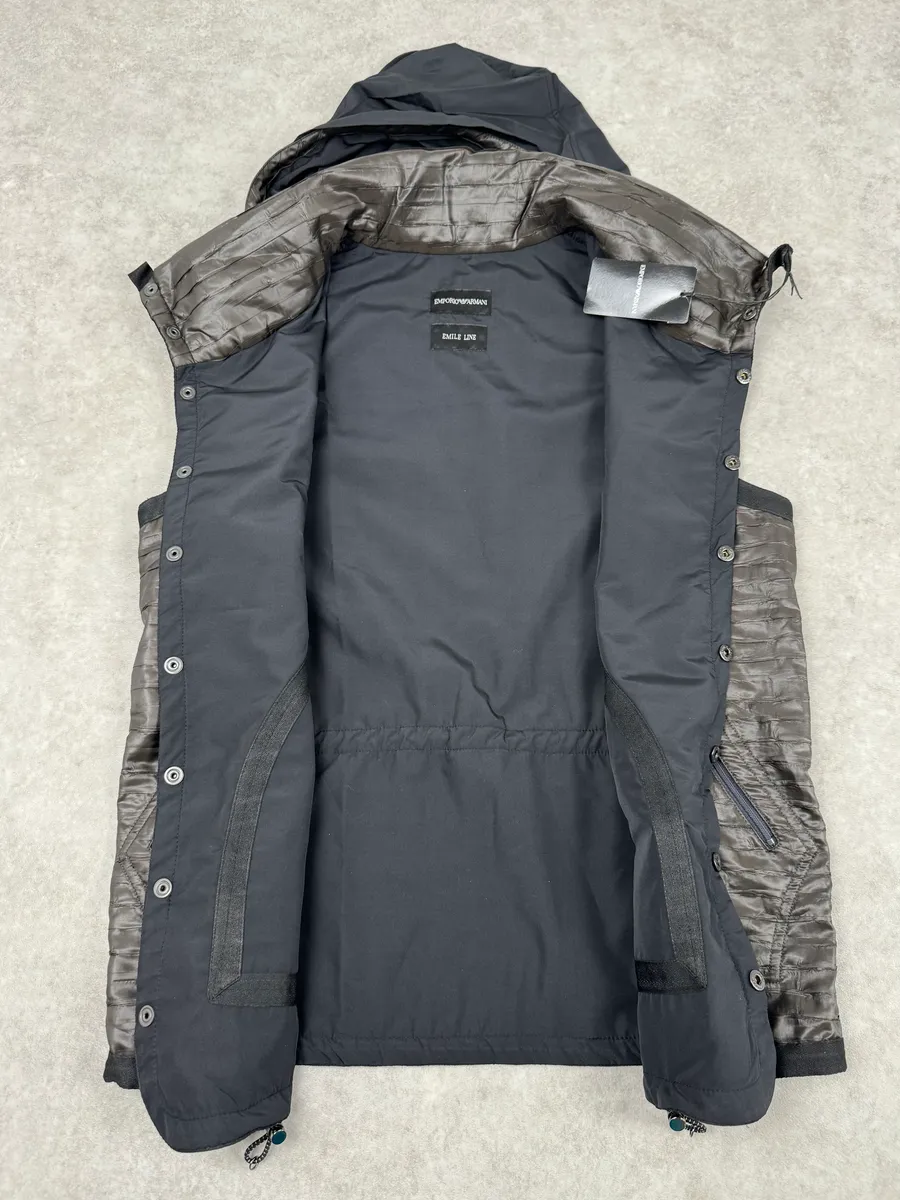 SS2010 Emporio Armani Brown Satin Crocodile Effect Avant-Garde Vest - Image 9