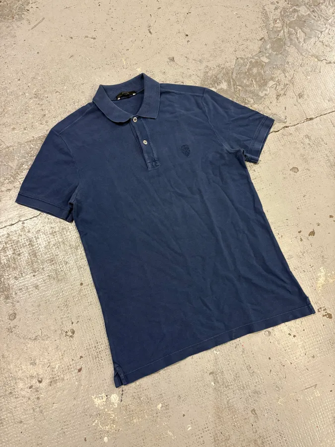 SS2010 Gucci Navy Embroidered Logo Polo - Image 4