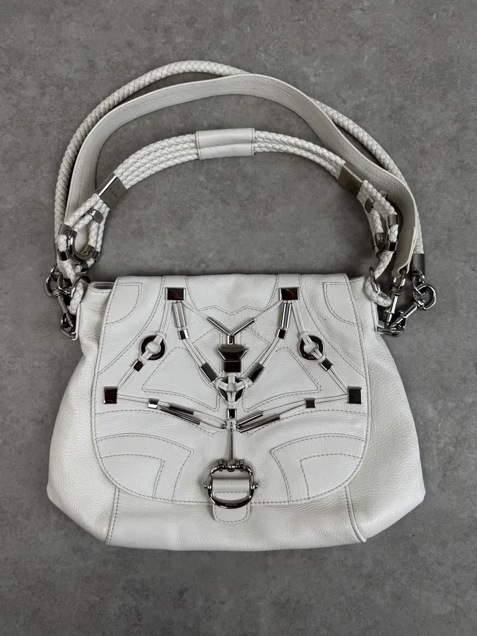 SS2010 Gucci White Techno Horsebit Shoulder Bag by Frida Giannini