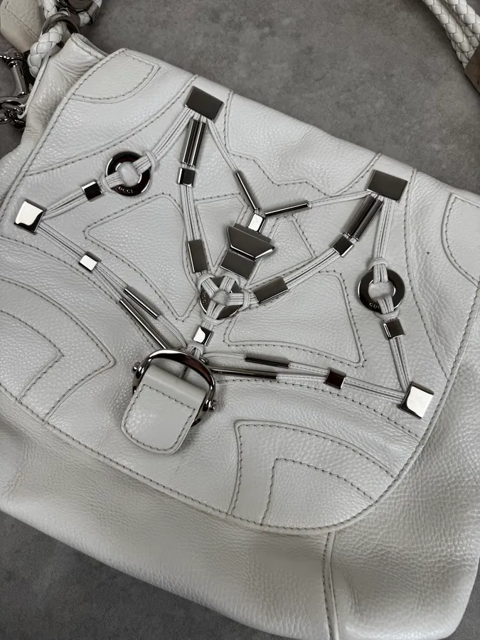 SS2010 Gucci White Techno Horsebit Shoulder Bag by Frida Giannini - Image 10