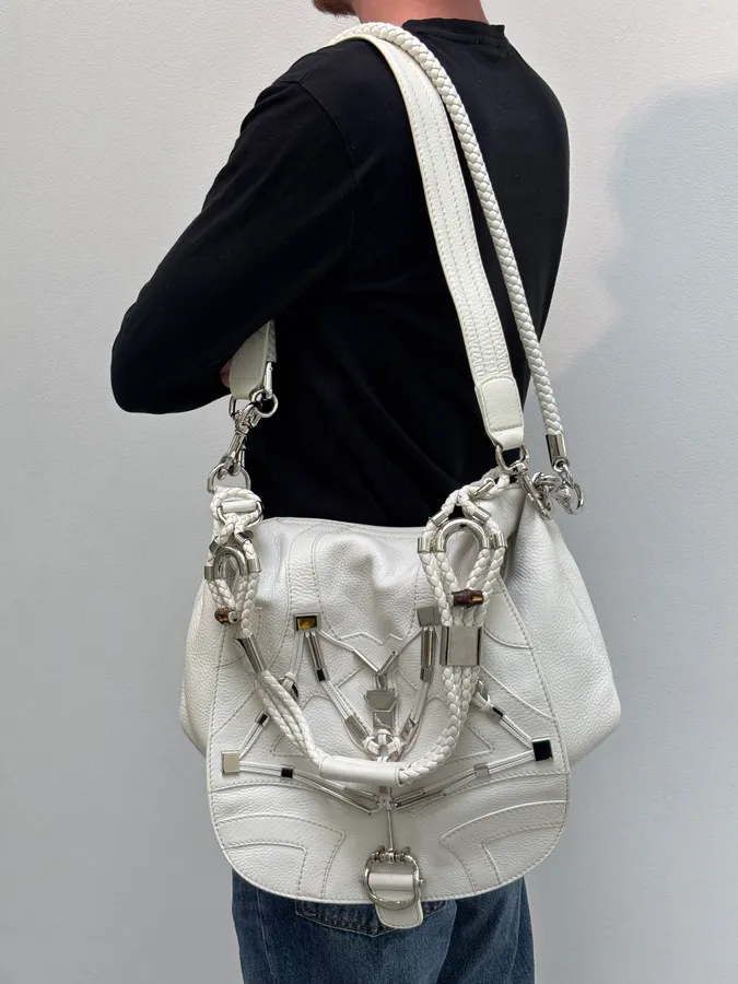 SS2010 Gucci White Techno Horsebit Shoulder Bag by Frida Giannini - Image 2