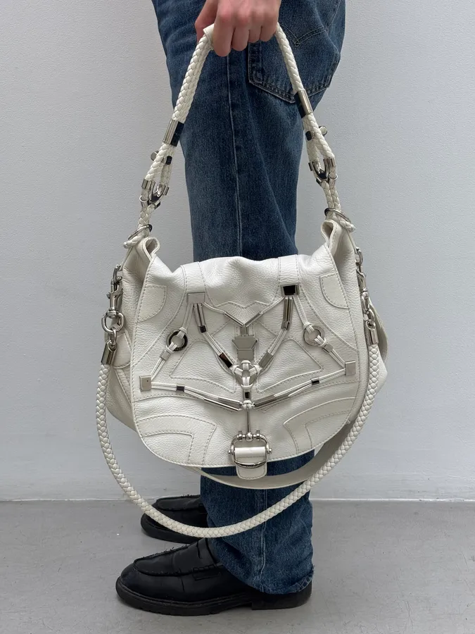 SS2010 Gucci White Techno Horsebit Shoulder Bag by Frida Giannini - Image 3