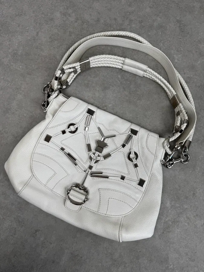 SS2010 Gucci White Techno Horsebit Shoulder Bag by Frida Giannini - Image 6
