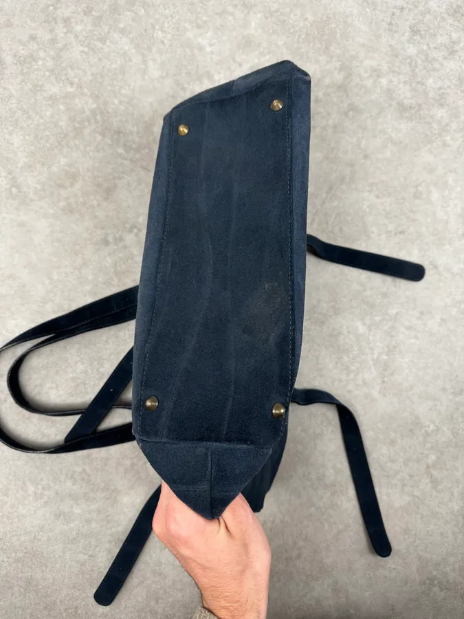 SS2010 Maison Margiela Navy Textured Suede Handle Bag - Image 10