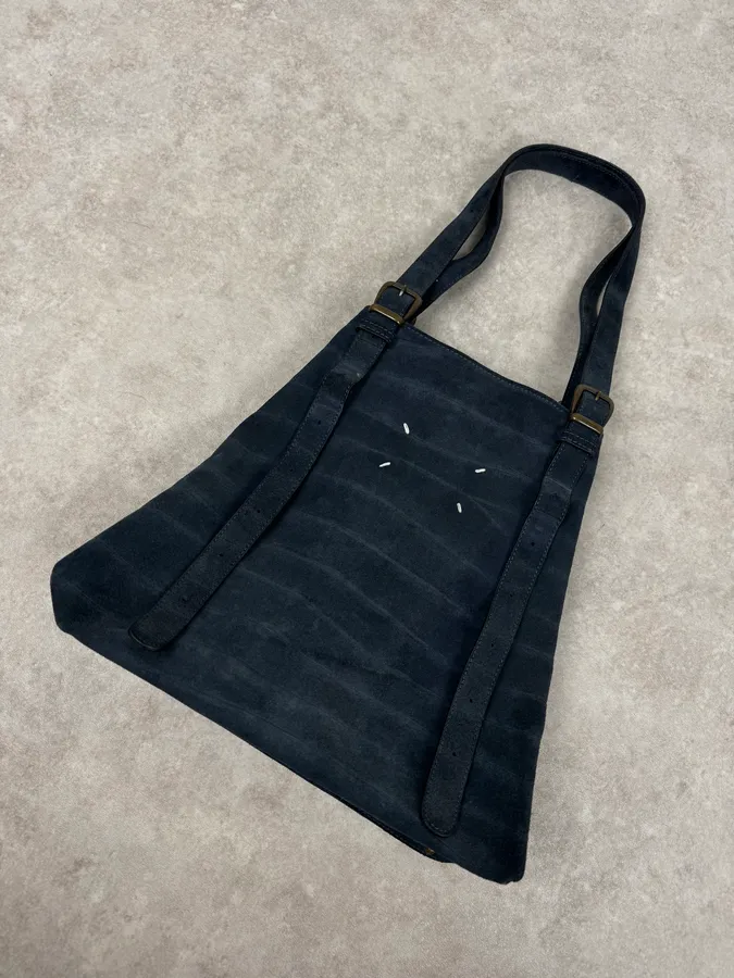 SS2010 Maison Margiela Navy Textured Suede Handle Bag - Image 7