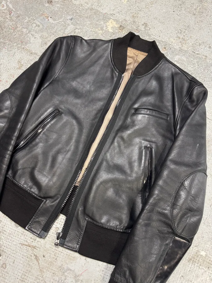 SS2011 Acne Studios Black Padded Bomber Leather Jacket - Image 4