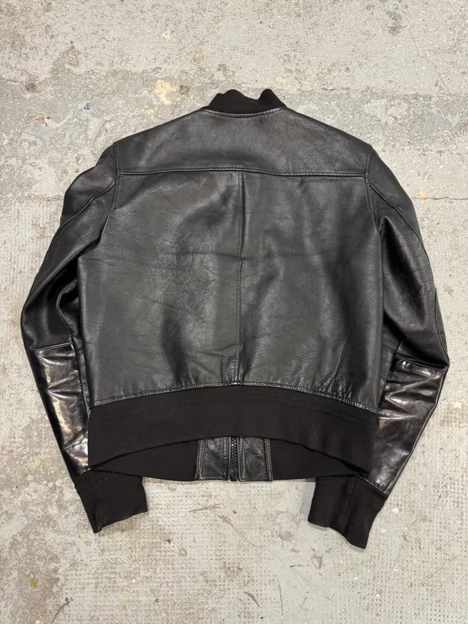 SS2011 Acne Studios Black Padded Bomber Leather Jacket - Image 5